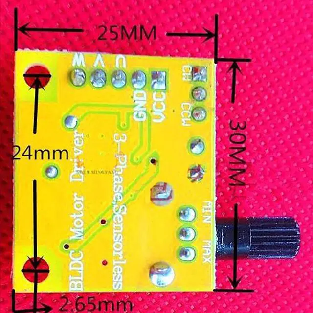 Alt view image 3 of 4 - DC Brushless Motor Regulator 5-12V 1.5A 15W 0%-100% PWM Speed Controller BLDC Driver Board Three Phase No Hall Motor Governor