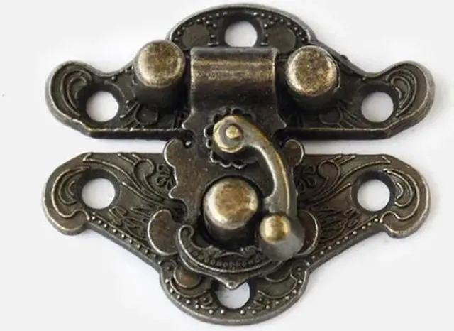 Alt view image 2 of 5 - 2PCS/Lot 25x24mm Antique Vintage Latch Hasp Lock Drawer Cabinet Wooden Jewelry Box Case Hasp Latch with Screws, Zinc Alloy