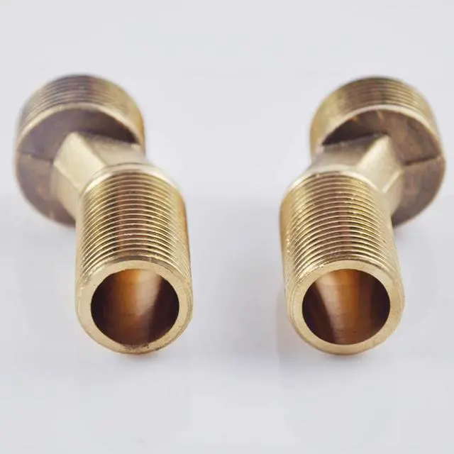 Alt view image 2 of 4 - 2pcs Copper Bathtub Wall-Mounted Faucet Extension Pipe Fittings Eccentric Variable Ddiameter Curved Feet Bent Feet Accessories