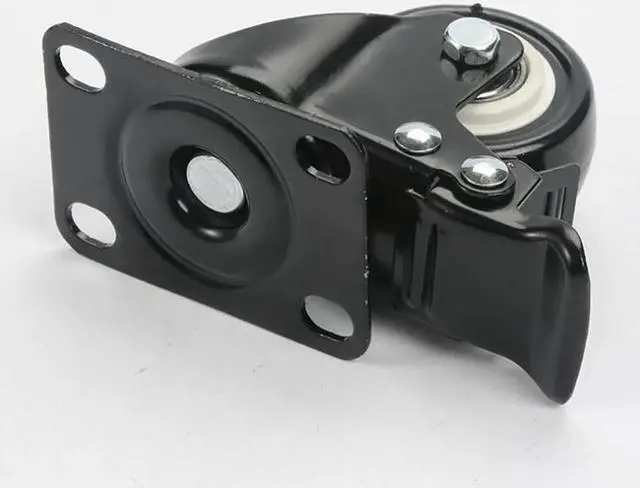 Alt view image 3 of 4 - 2PCS/Lot 2 Inch Swivel Casters Wheel with Double Brake, Bearing, Heavy Duty No Noise PU Wheels Plate Locking Casters, 50kg Load