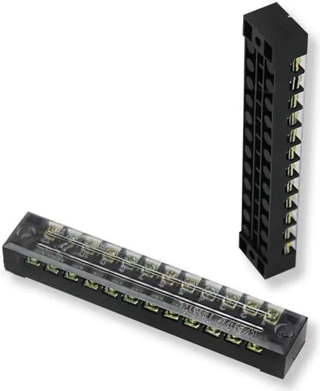 Alt view image 2 of 5 - 600V 15A 12-Position Screw Barrier Terminal Block, TB-1512 Wire Barrier Block Terminal Strip, Power Distribution Terminal