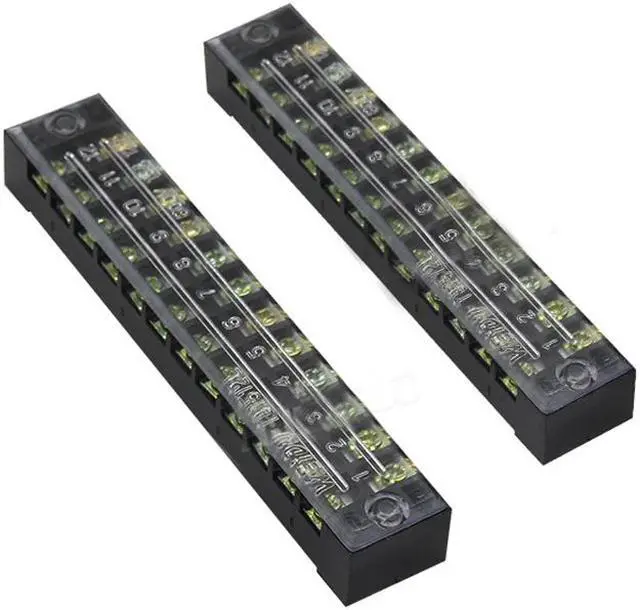 Alt view image 3 of 5 - 600V 15A 12-Position Screw Barrier Terminal Block, TB-1512 Wire Barrier Block Terminal Strip, Power Distribution Terminal