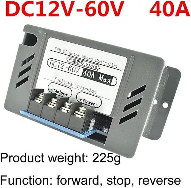 Alt view image 2 of 3 - DC12V-60V motor controller 40A brush motor speed controller, forward and reverse with switch controller