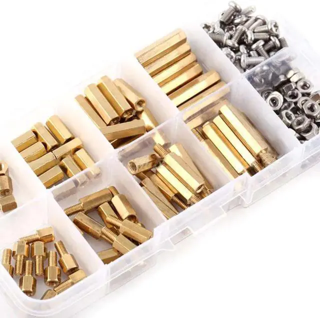 Alt view image 5 of 6 - 200PCS/Set M2.5 M3 Hex Brass Spacer Standoffs Bolt Screw Nut Assortment Kit, PCB Motherboard Standoffs, Threaded PCB Pillar