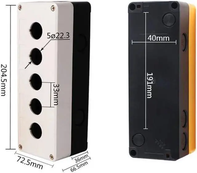 Alt view image 3 of 6 - Waterproof ABS Plastic Push Button Switch Box 22mm Indicator Dustproof 5-hole Emergency Stop Button ON/OFF Cover