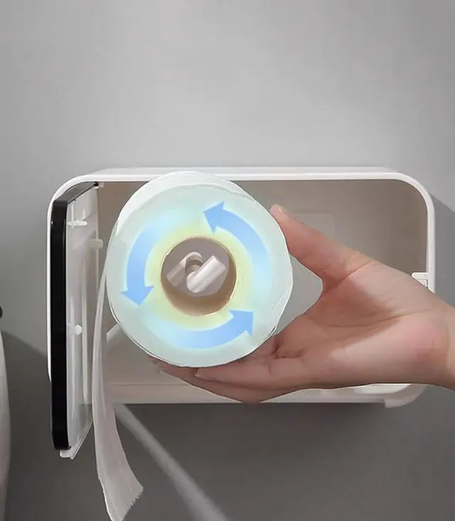 Alt view image 6 of 6 - Toilet Paper Towel Box Waterproof Toilet Paper Holders Rack Wall Mounted Bathroom Tissue Box Shelf Roll Paper Tube Storage Box