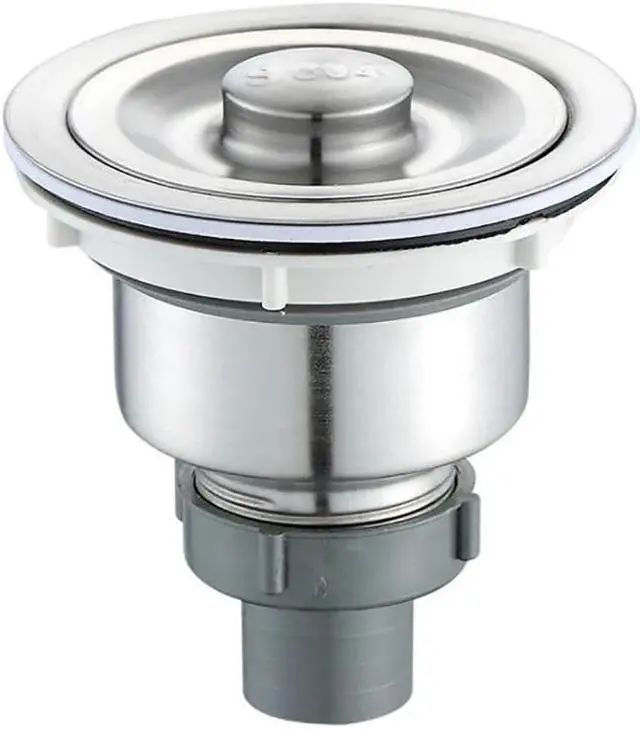 Main image of Kitchen Sink Drain Removable Deep Waste Basket Stopper, Strainer Assembly, Sealing Lid, Stainless Steel Sink Strainer, Brushed