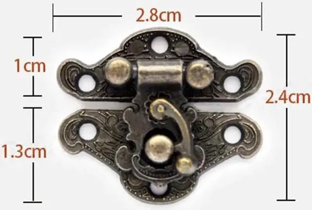 Alt view image 5 of 5 - 2PCS/Lot 25x24mm Antique Vintage Latch Hasp Lock Drawer Cabinet Wooden Jewelry Box Case Hasp Latch with Screws, Zinc Alloy