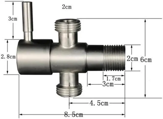 Alt view image 4 of 4 - Function Switch Adapter Control Valve 3 Way Tee Connector Shower Head Diverter Valve For Toilet Bidet Shower Water Separator