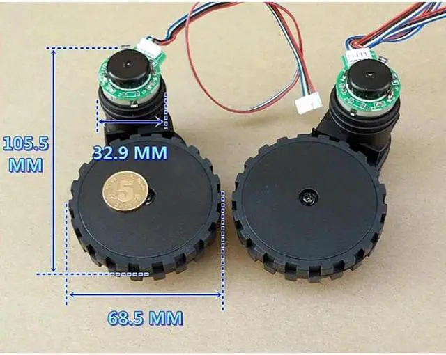 Alt view image 2 of 3 - 1 Pair Gear Motor for Sweeping Robot DC 12V 100mA Plastic Gearbox Coded Speed DC Gear Motor Wheels, Left and Right, Ratio 1:63