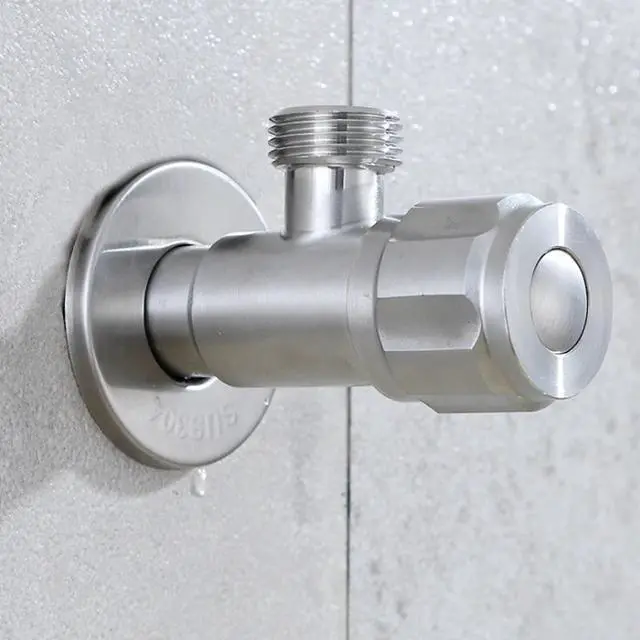 Alt view image 2 of 4 - 304 Stainless Steel Faucet Triangle Valve Modern Quarter Turn Angle Valve Inlet Water Stop Valve Lead Free
