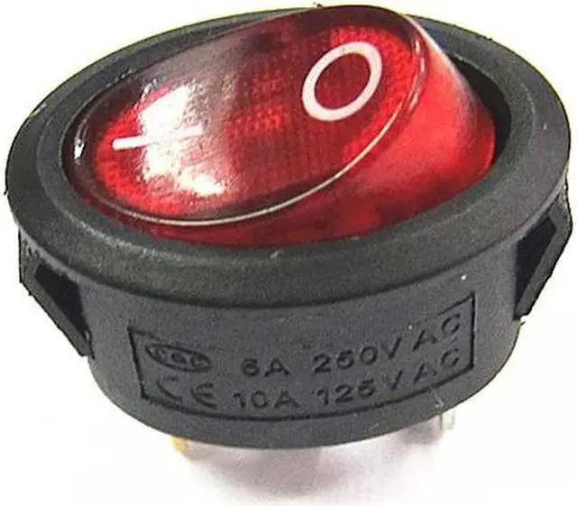 Alt view image 2 of 4 - Oval Switch 5 Pc  On / Off red Rocker Switch 3 Plugs Switch 6A 250V 10A 125V AC Electrical Accessories