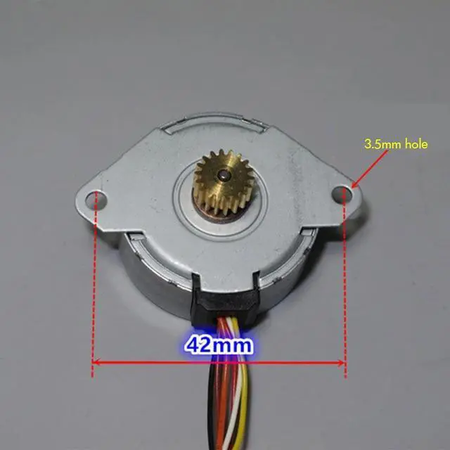 Alt view image 5 of 6 - Two-phase Six-wire 35mm Permanent Magnet Stepper Motor with 18- Gear, Round Stepper Motor, Step Angle 7.5 Degrees, Shaft Dia 2mm