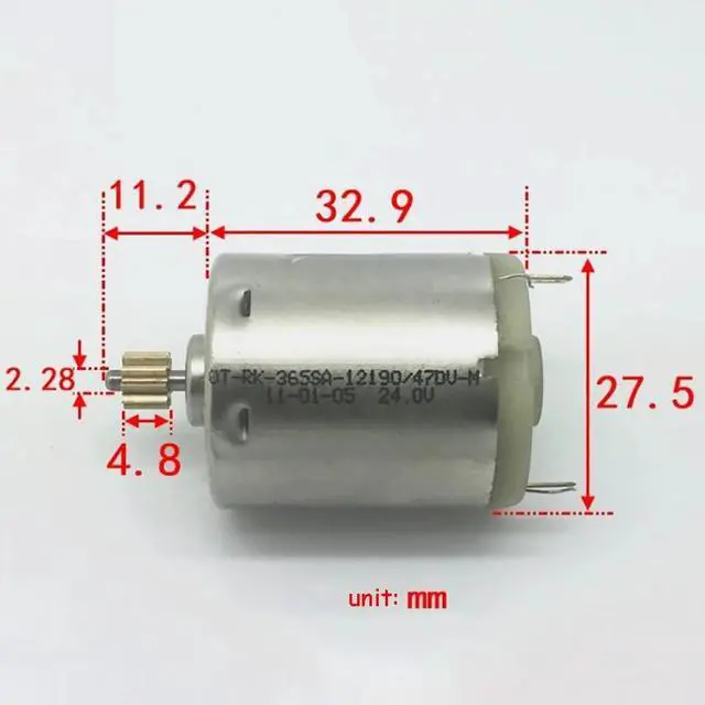 Main image of DC24V 60mA 10000RPM Carbon Brush Motor 10 Tooth 0.52 Modulus Gear Micro Motor Shaft Diameter 2.28mm Axis Length 11.2mm