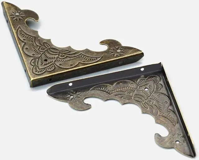 Alt view image 5 of 5 - 4PCS/Lot 58x58mm Decorative Edge Protector Antique Corner Protector Jewelry Case Wooden Box Corner Protector Bronze, with Nails