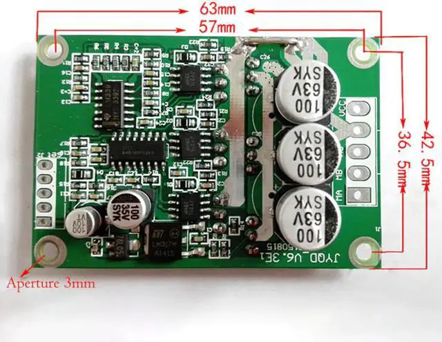 Alt view image 4 of 6 - 3-phase DC Motor Drive Speed Control Board Without Hall 12V 700W Brushless Motor Speed Controller Module, Commutation Controller