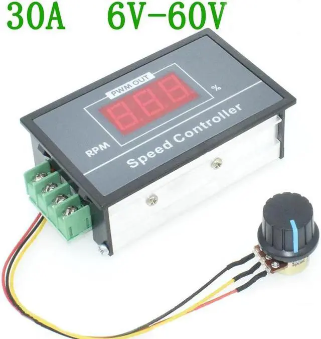 Main image of 0-100 Digital Display DC Brushed Motor Controller 6V 12V 24V 48V 60V  Electronic Governor Max 30A Stepless Speed Regulation