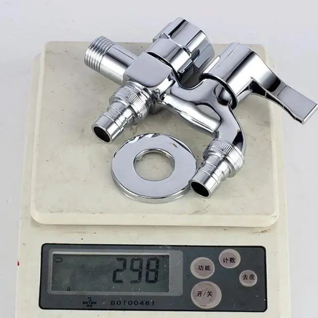 Alt view image 5 of 5 - 1pc Washing Machine Faucet Brass Tap Chrome Plated Double Water Outlet Garden Bathroom Bidet Faucet Fast On Faucets