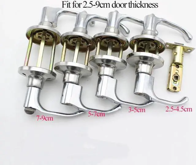 Alt view image 4 of 6 - stainless steel three-bar style handle door lock knob with keys, zinc copper alloy universal for interior doors, bedroom