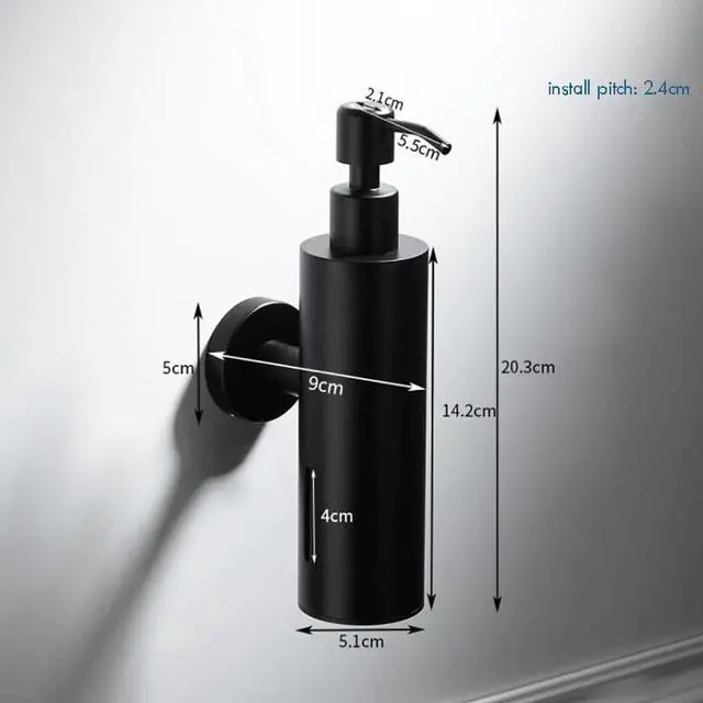 Alt view image 5 of 6 - 200ml Liquid Soap Dispenser Stainless Steel 304 Wall Mounted Liquid Soap Dispenser Container Bottle for Essential Oils, Lotions