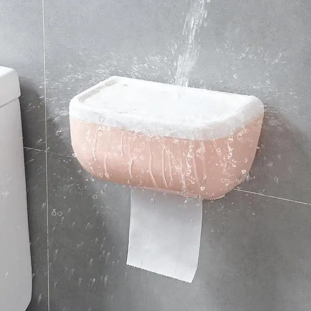 Alt view image 5 of 6 - Wall-Mounted Tissue Box Toilet Paper Phone Holder Shelf Paper Rack Container Roll Paper Storage Box Bathroom Organizer