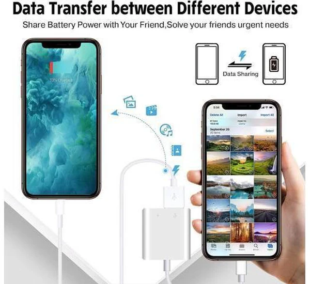 Alt view image 6 of 7 - USB Camera Adapter with Charging Port Portable USB Female OTG Adapter Compatible for iPhone iPad iPad to USB Adapter Plug and Play Support Card Reader