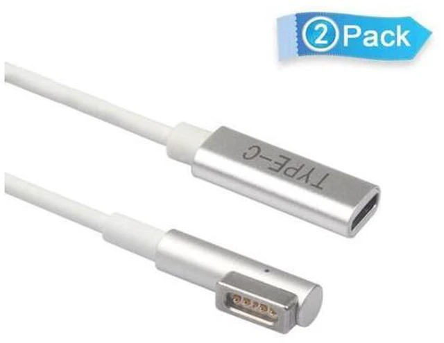 Main image of 2-Pack USB-C Type C Female to Magsafe 1 L-Tip Power Adapter Charging Cable works for Apple MacBook Air Pro 15 inch 17 inch Before Year 2012(with Magsafe 1 L-Shape tip)