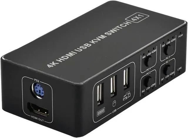 Alt view image 5 of 6 - 4-port Hdmi-compatible KVM Switch Hdmi-compatible HD KVM Switcher 4 in 1 out 4KX2K/60HZ PC laptop HD mouse keyboard sharing