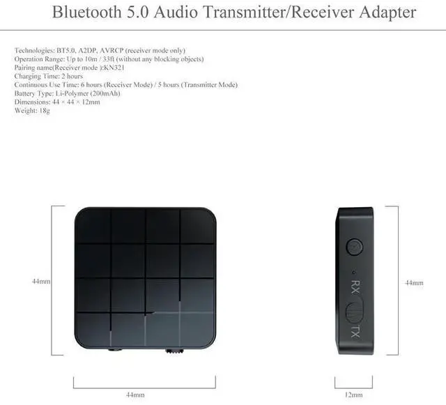 Alt view image 3 of 6 - Bluetooth 5.0 Receiver And Transmitter 2 IN 1 Audio Music Stereo Wireless Adapter With RCA 3.5MM AUX Jack For Car Kit TV MP3