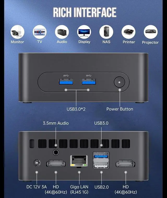 Alt view image 7 of 7 - MLLSE mini PC G3 Intel Alder Lake N100, RAM 16 GB, SSD 512GB, Intel UHD Graphics, Windows 11 Pro