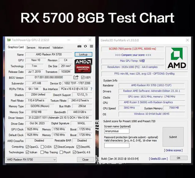 Alt view image 6 of 6 - PELADN RX 5700 8GB Graphics Card GPU 2304 GDDR6 256-bit 7nm 3*DP 1*HDMI Video Card