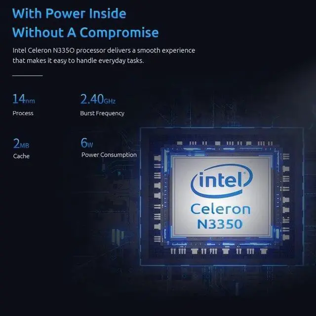 Alt view image 2 of 7 - MLLSE M2 Mini PC Intel Celeron N3350 Processor 4K 6GB 64GB USB HDMI BT M.2 Slot 1000M AC Wifi