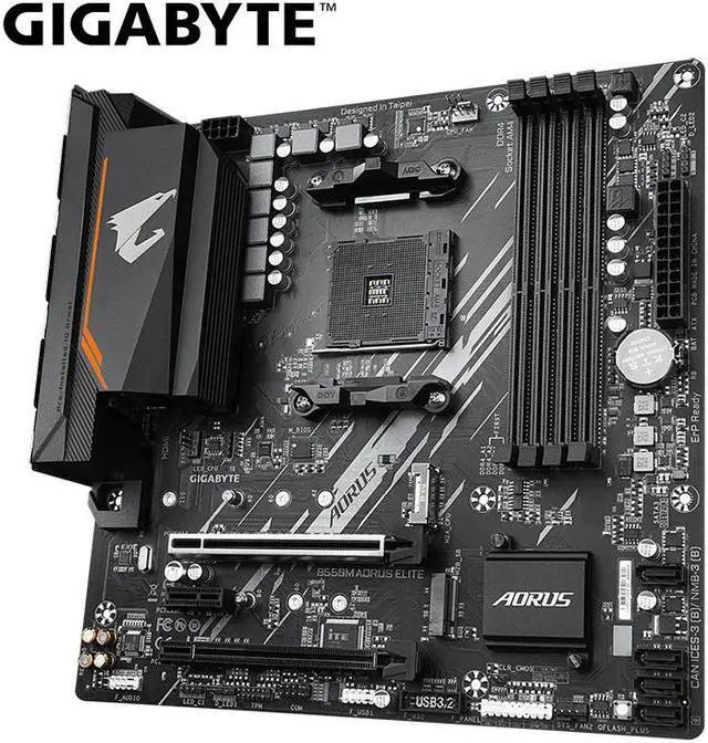 Alt view image 14 of 18 - GIGABYTE B550M AORUS ELITE AM4 AMD B550 Micro-ATX Motherboard with DDR4, Dual M.2, PCIe 4.0, Realtek GbE LAN