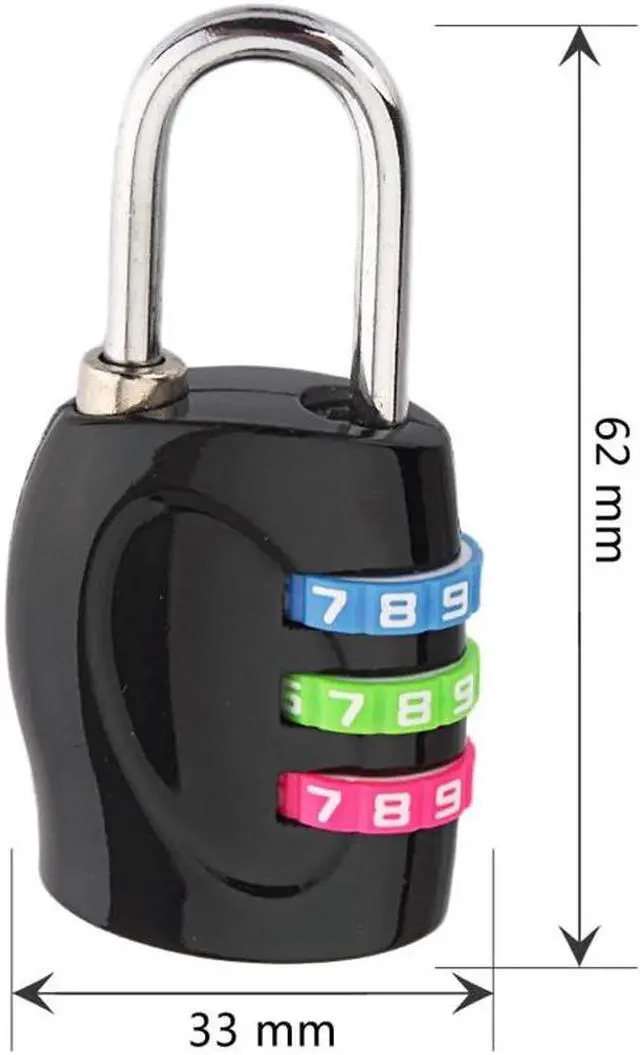 Main image of 3 Digit Number Combination Password Lock Travel Luggage Suitcase Sedurity Code Lock Multi-functional Colored Padlock 62mm*33mm