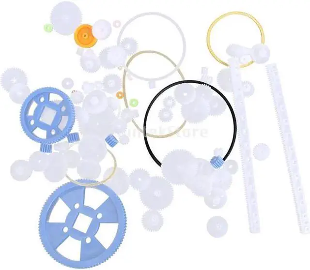Alt view image 3 of 5 - 80pcs/set DIY Toy Parts Gear Kit Gears, Belt, Bushings, Copper Teeth, Pulley, Single Gear Parts Robot Motor Gearbox Accessories