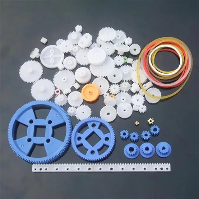 Alt view image 2 of 5 - 80pcs/set DIY Toy Parts Gear Kit Gears, Belt, Bushings, Copper Teeth, Pulley, Single Gear Parts Robot Motor Gearbox Accessories