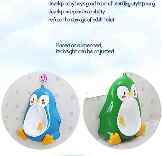 Alt view image 2 of 5 - Baby Boy Wall-Mounted Hook Penguin Starfish Shape Toilet, Infant ChildVertical Stand Peeing Training Urinal,Kid Bathroom Urinal