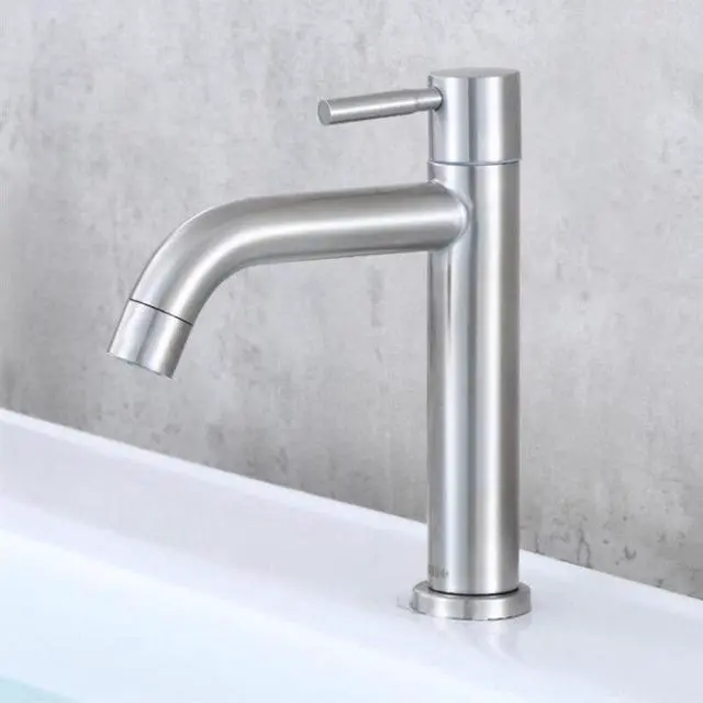 Alt view image 2 of 5 - DONYUMMYJO 1pc 304 Stainless Steel Single Cold Basin Faucet Taps With One hose