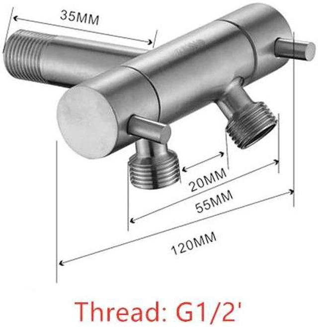 Alt view image 5 of 5 - G1/2' Wall Mounted Double Outlet Outdoor Garden Faucet Bathroom Wall Mounted Wash Machine Faucet Angle Valve 304 stainless steel