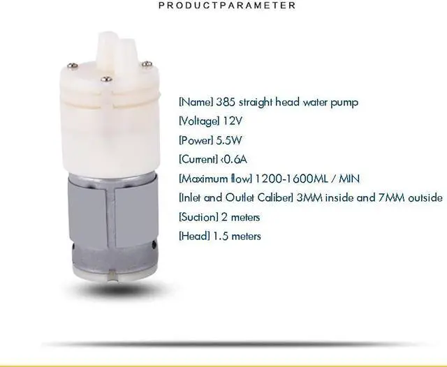 Alt view image 4 of 6 - 385 Straight Head Mute Water Pump DC12V High Temperature Resistant Diaphragm Pump Water Pump, Large Flow, Fast Speed, High Power