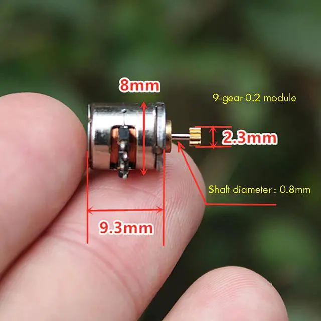 Alt view image 3 of 5 - 10PCS/Set 8mm Stepper Motor Micro Two-phase Four-wire Stepper Motor Stepping motor with 9 Teeth Gear, Shaft Diameter 0.8mm