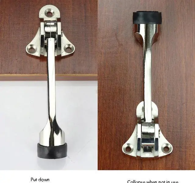 Alt view image 5 of 5 - Hardware Kickdown Door Stop, Door Stopper Hinge, Non-Slip Rubber, Metal Door Stopper Holder, Anti-collision, Zinc Alloy