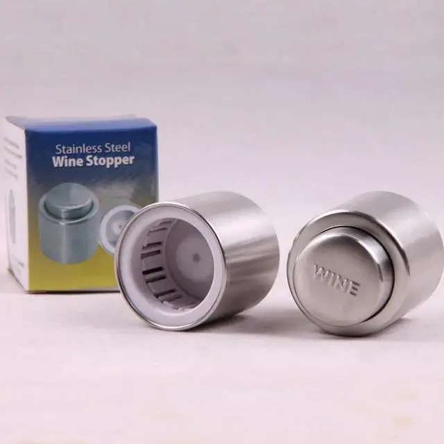 Alt view image 4 of 6 - 1pc Stainless Steel  Wine Stopper Red Wine/Champagne Push TypeVacuum Seal Sealant Pump Cap Sealer Bottle Cover Kitchen Bar Tools