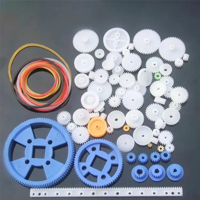 Main image of 80pcs/set DIY Toy Parts Gear Kit Gears, Belt, Bushings, Copper Teeth, Pulley, Single Gear Parts Robot Motor Gearbox Accessories