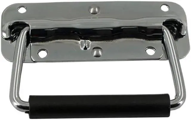 Main image of Spring Loaded Case Handle, Metal Surface Mount Chest Handle with Rubber Grip for Flight Case, Cabinet, Aluminum Case -110x75MM