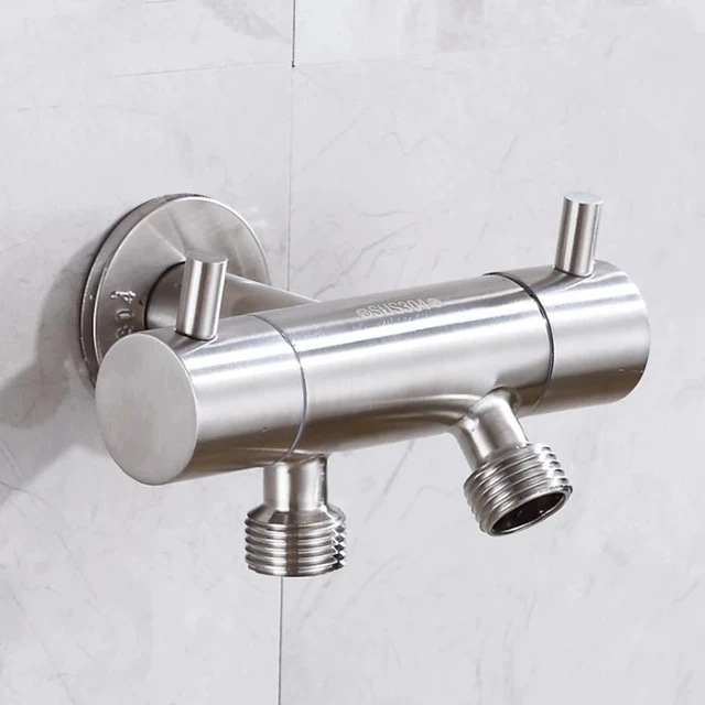Main image of G1/2' Wall Mounted Double Outlet Outdoor Garden Faucet Bathroom Wall Mounted Wash Machine Faucet Angle Valve 304 stainless steel