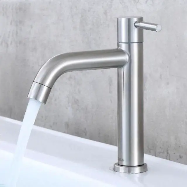 Alt view image 3 of 5 - DONYUMMYJO 1pc 304 Stainless Steel Single Cold Basin Faucet Taps With One hose
