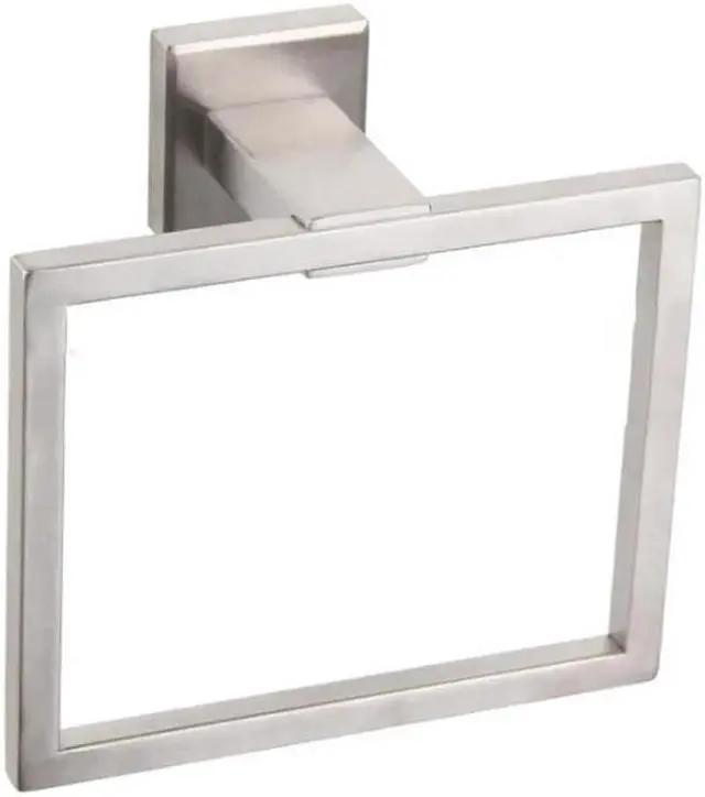 Alt view image 5 of 6 - Square Wall-Mounted Towel Rings Stainless Steel Electroplated Brushed Towel Holder For Home Bathroom Toilet Towel Hanger Rack
