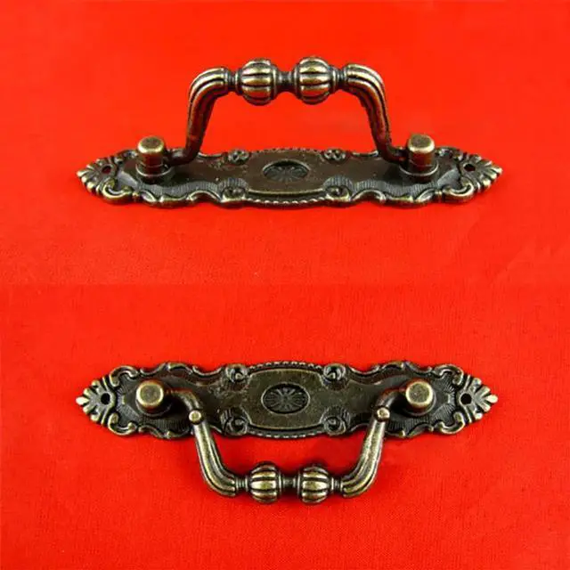 Alt view image 2 of 4 - Vintage Drawer Pull Drop Swing Handles Dresser Pull Cabinet Knob Antique Bronze Handle for Kitchen Cabinet Wooden Box, 10.2x2cm