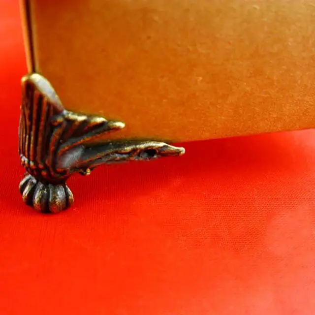 Alt view image 3 of 6 - 4PCS/Lot 4x3cm Antique Bronze Jewelry Chest Wood Box Decorative Feet Leg Zinc Alloy Corner Protector Boxes Corner Guard